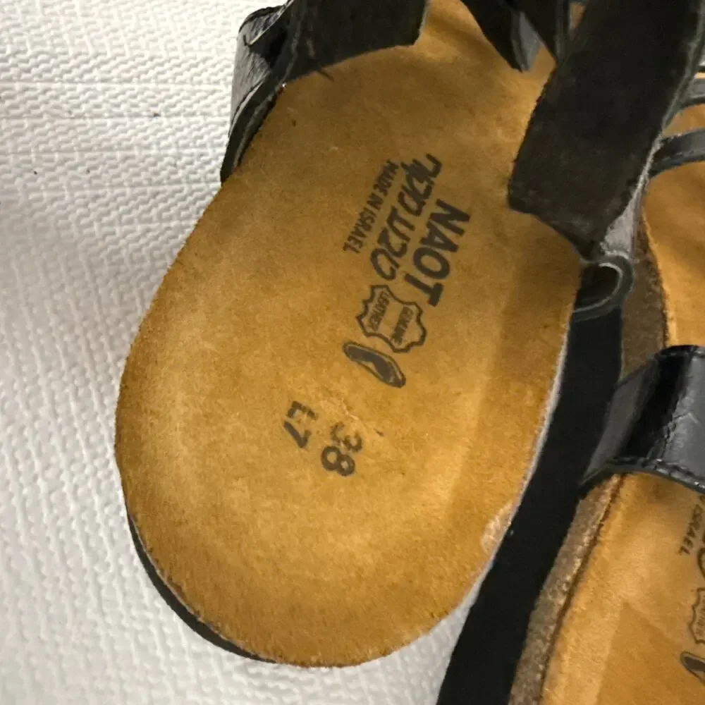 Naot Rachel Sandals Womens Size 7 Black Leather Wedge - Picture 6 of 9